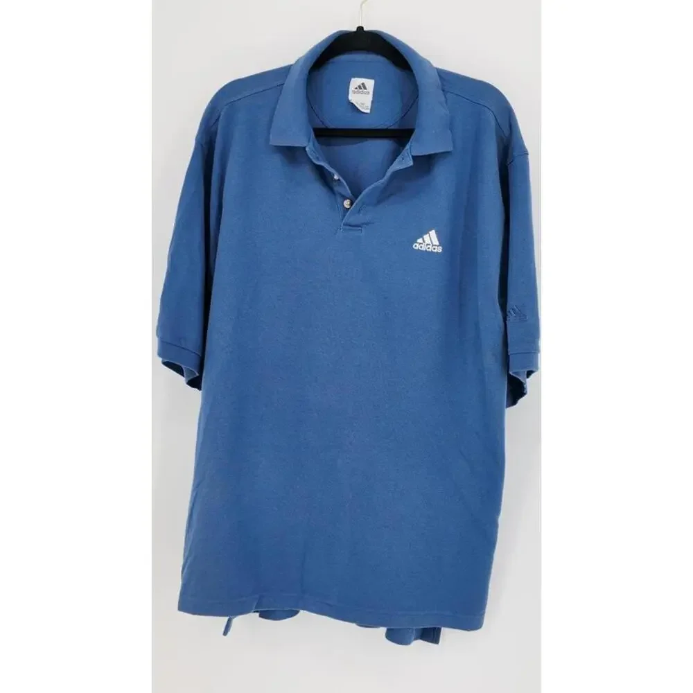Adidas Men's Polo Shirt Blue Size XLarge Cotton Breathable Athletic Casual